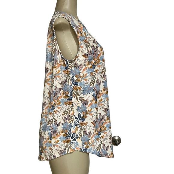 New Cure Blouse Top Women's 1XL Neutral Colorful Floral Sleeveless Soft Stretch - Picture 6 of 10